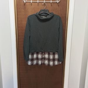 Fall is here! Nice comfy Ann Taylor Loft Grey/Plaid Twofer Sweater. Women's XL